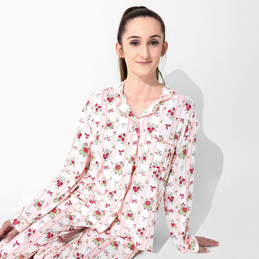 Floral Stripes Bamboo Women's Pajama Set
