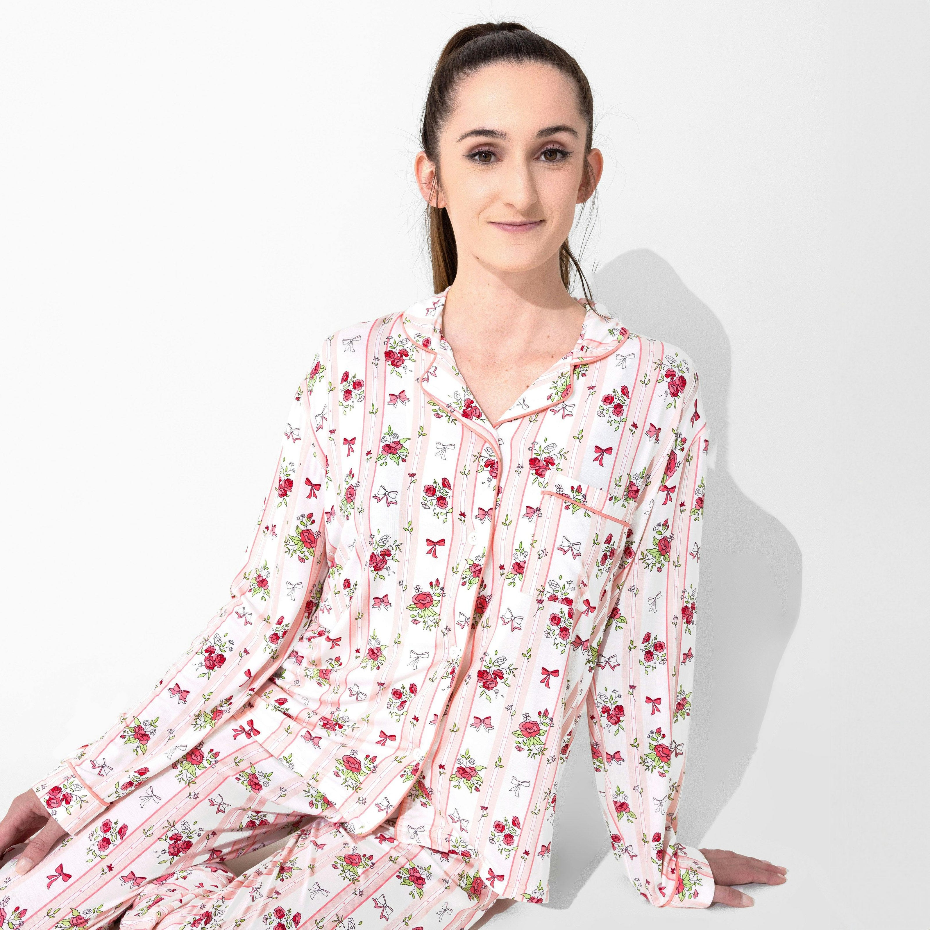 Floral Stripes Bamboo Women's Pajama Set