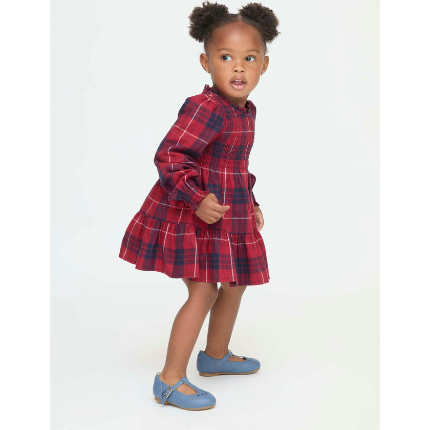 The Tiny Viviana Nap Dress - Cherry Tartan