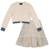 Floral Print Skirt Cardigan Set