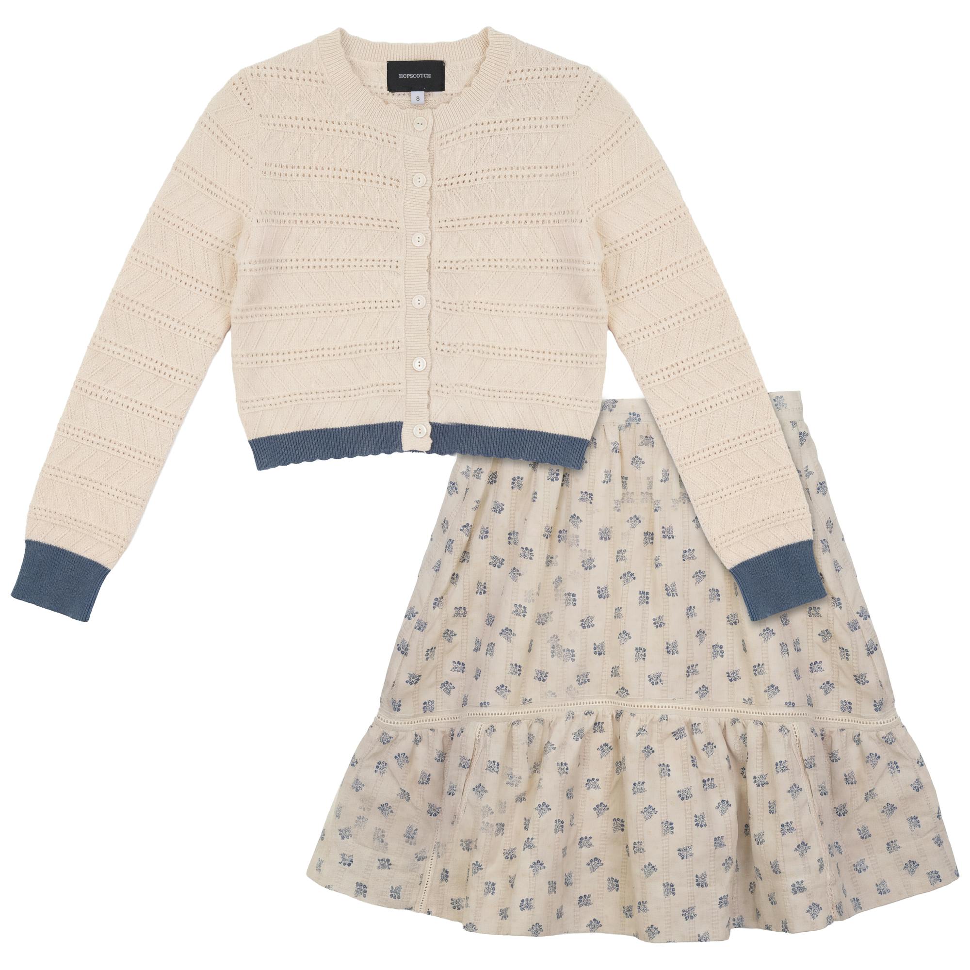 Floral Print Skirt Cardigan Set