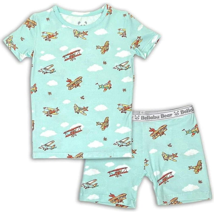 Vintage Airplanes Bamboo Kids Pajama Short Set
