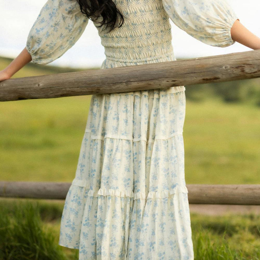 Roselyn Dress in Ivory Porcelain Fleur