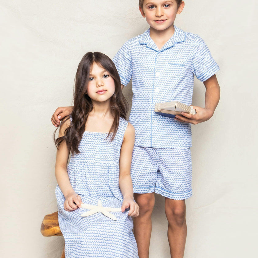 Kid's Twill Pajama Short Set in La Mer