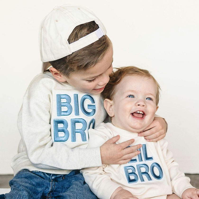 Lil Bro Embroidered Patch Long Sleeve Romper - Natural