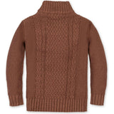 Organic Mock Neck Cable Sweater, Brown