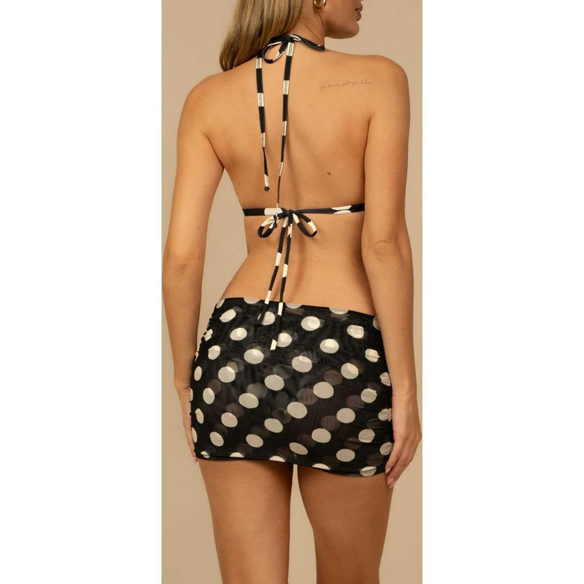 Polka Dot Ruched Micro Skirt