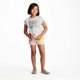 Girls Graphic Tee w. Embroidery & Glitter | White Cassette
