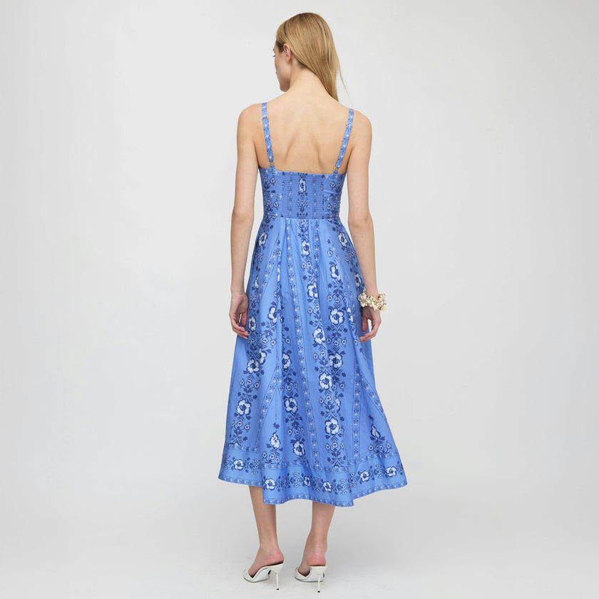 The Margot Dress - Blue Arcadia Border