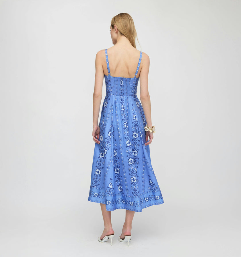 The Margot Dress - Blue Arcadia Border