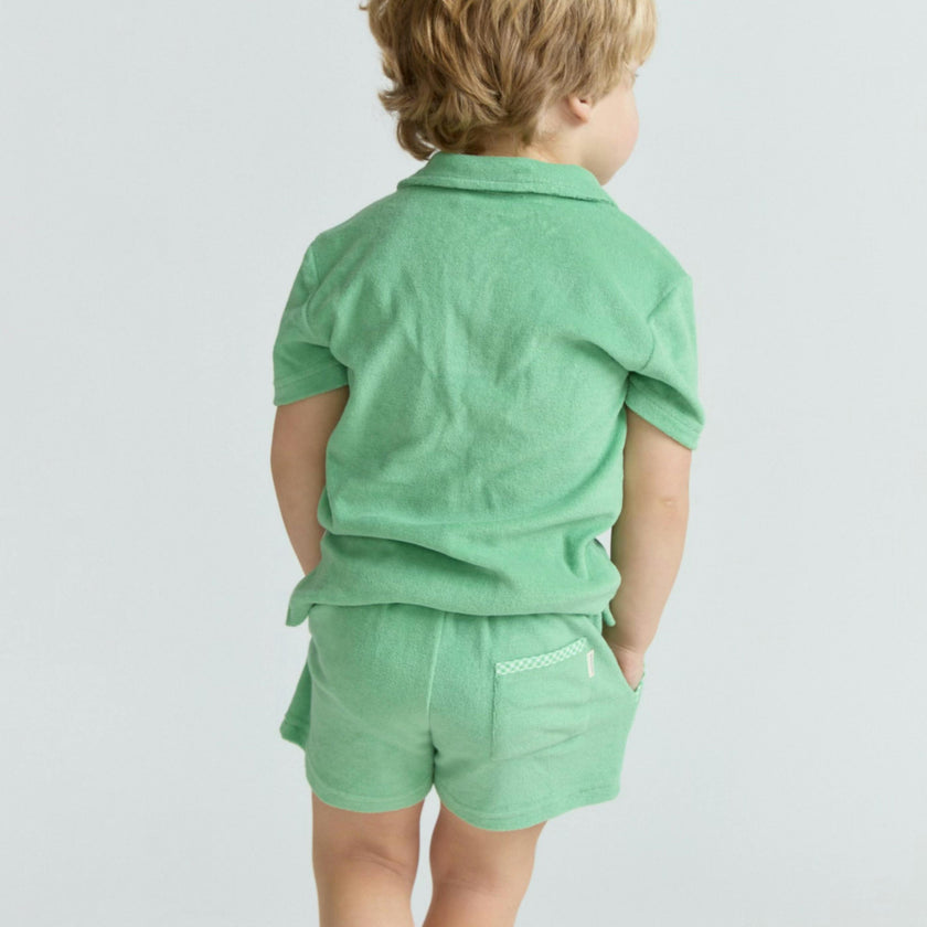 boys gustavia green french terry polo