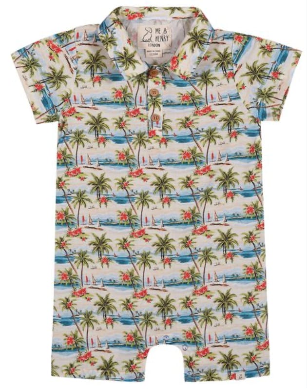 MOLOKAI HAWAIIAN ISLAND PRINTED WOVEN ROMPER