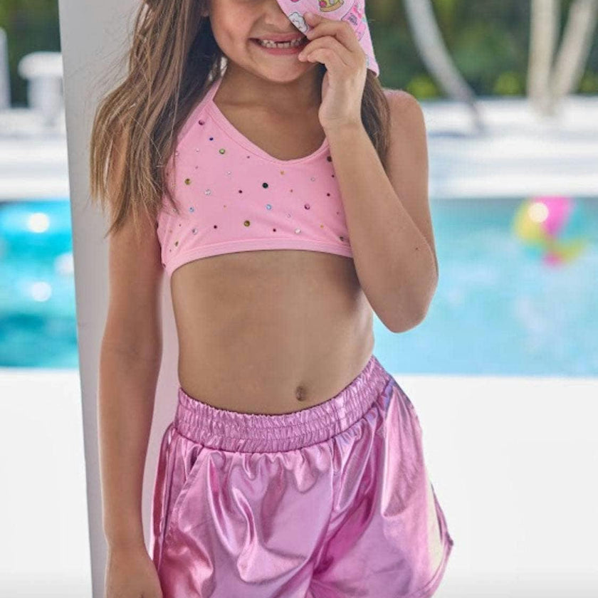 Metallic Track Shorts Blue