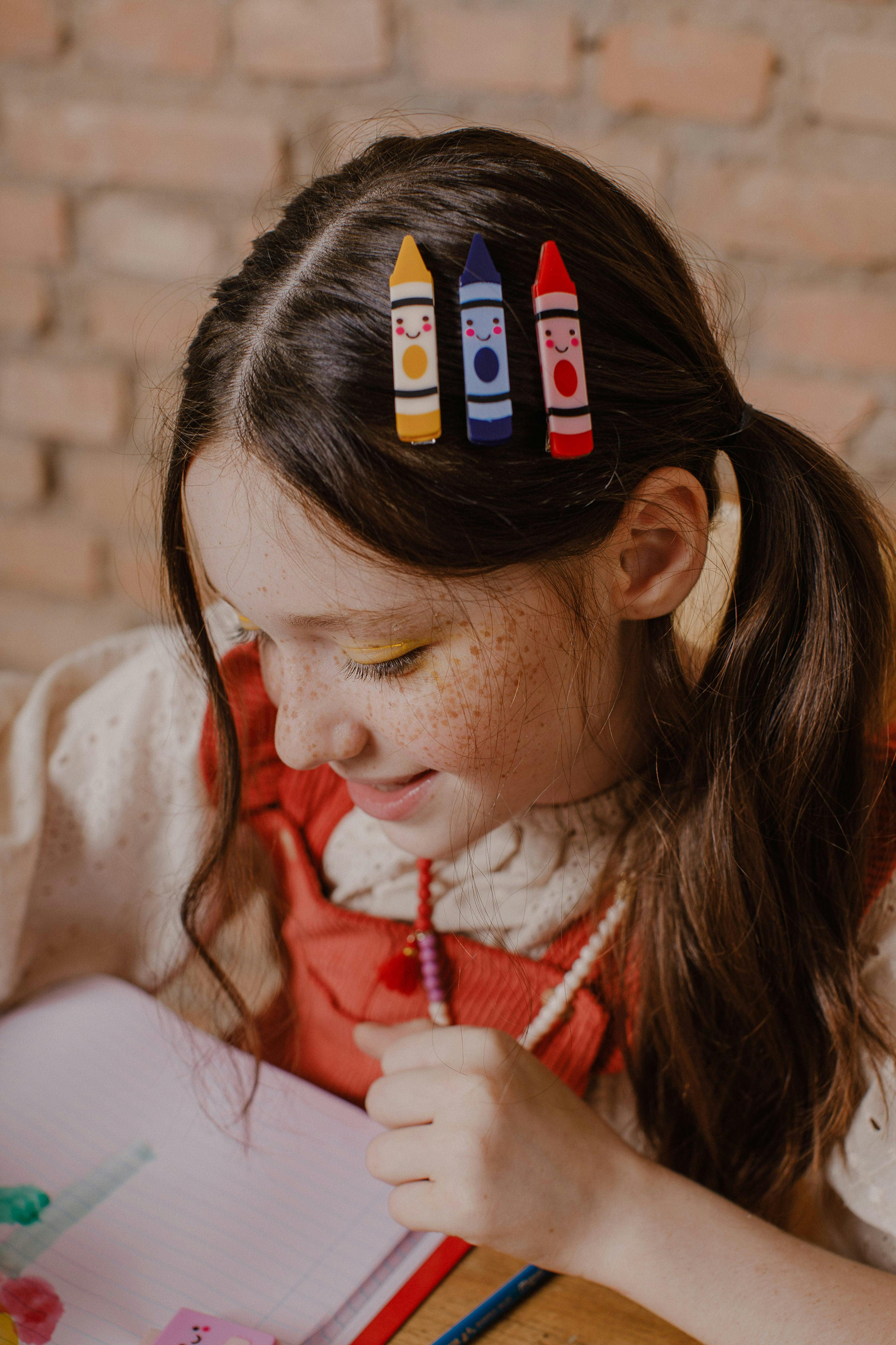 Happy Crayons Navy Red Yellow Hair Clips