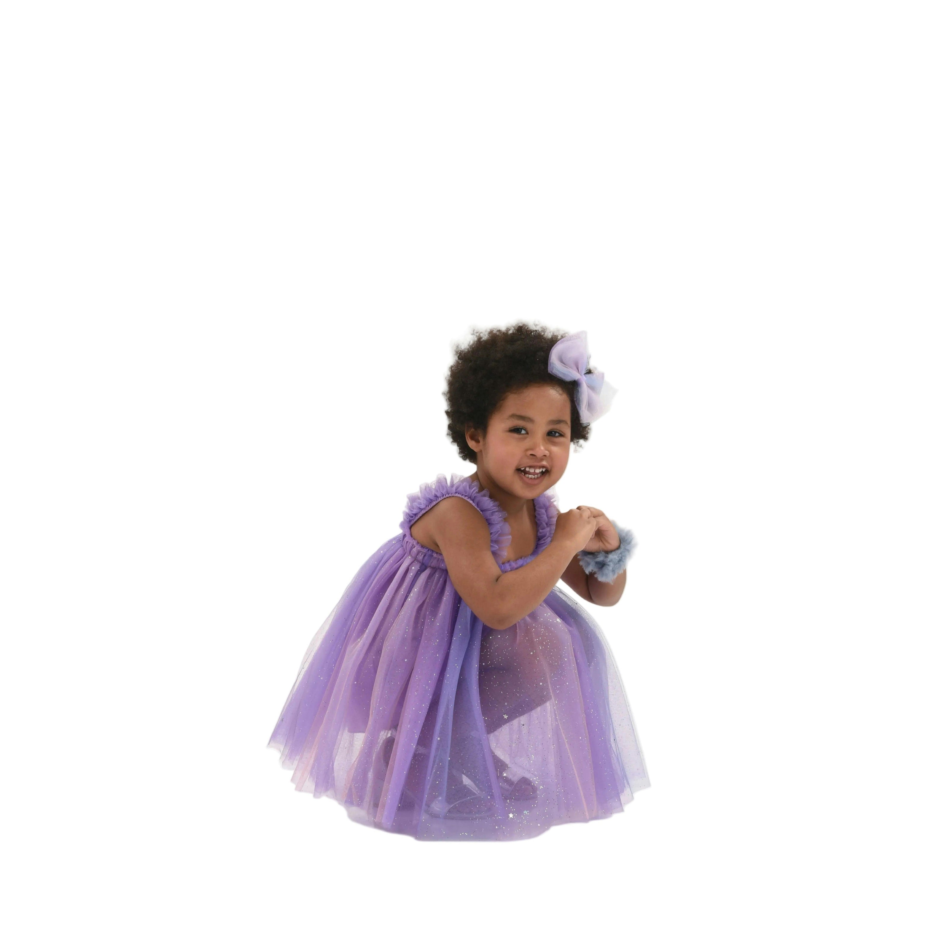 Purple Serenya Glitter Tulle Dress