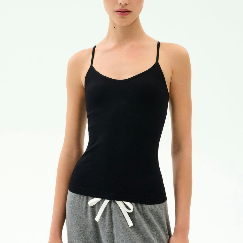 Loren Seamless Waist Length Tank - Black
