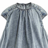 Blue Denim Tiered Dress