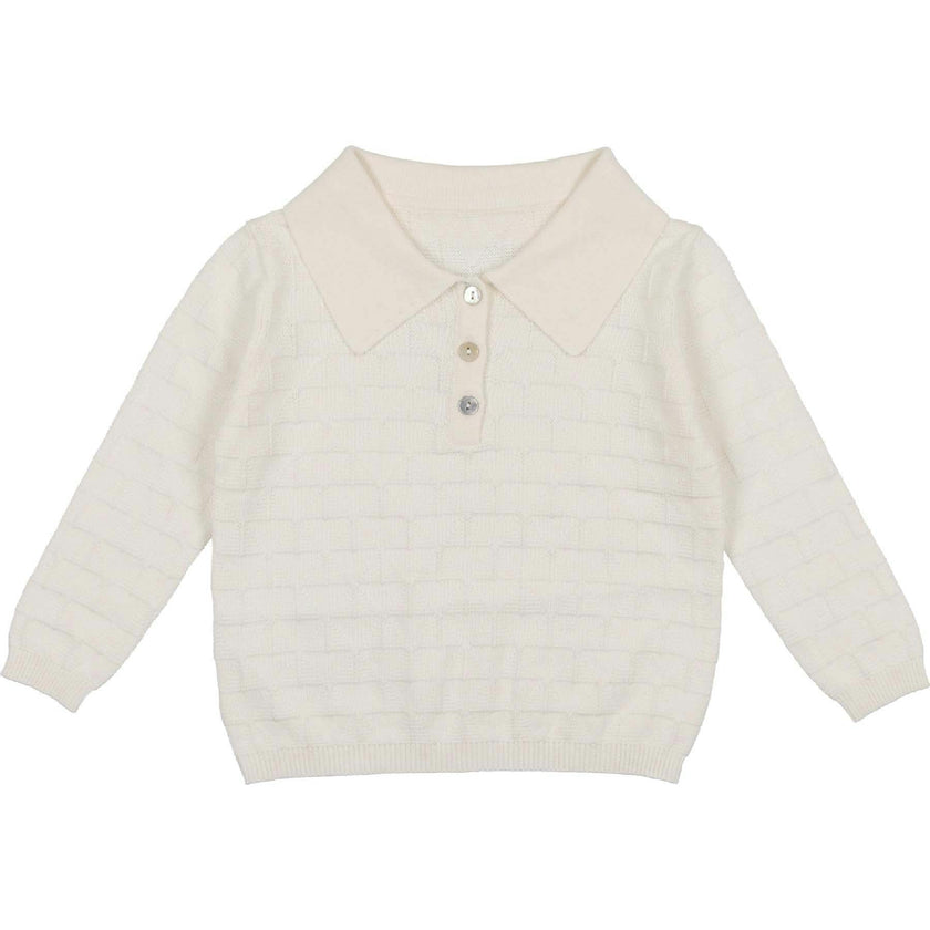 Textured Triangle Classic Collared Relaxed Fit Sweater