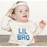 Lil Bro Embroidered Patch Long Sleeve Romper - Natural