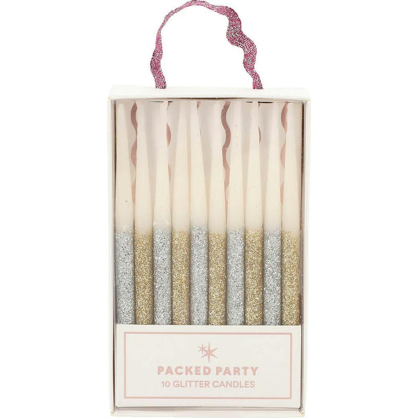 Metallic Glitter Birthday Candles (set of 10)