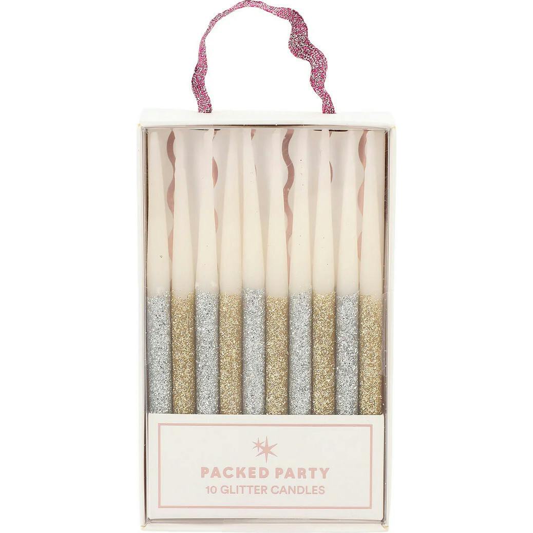 Metallic Glitter Birthday Candles (set of 10)