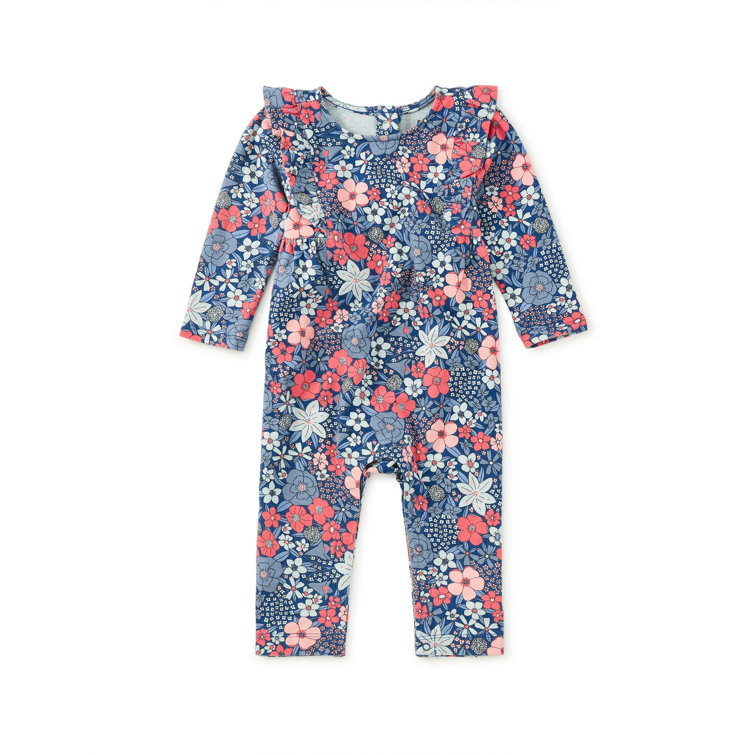 Ruffle Shoulder Baby Romper, Chelsea Garden Floral