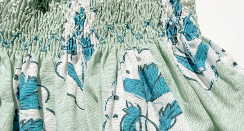 Teatime Dress | Smocked Tie Top | Medallion Flower Blue