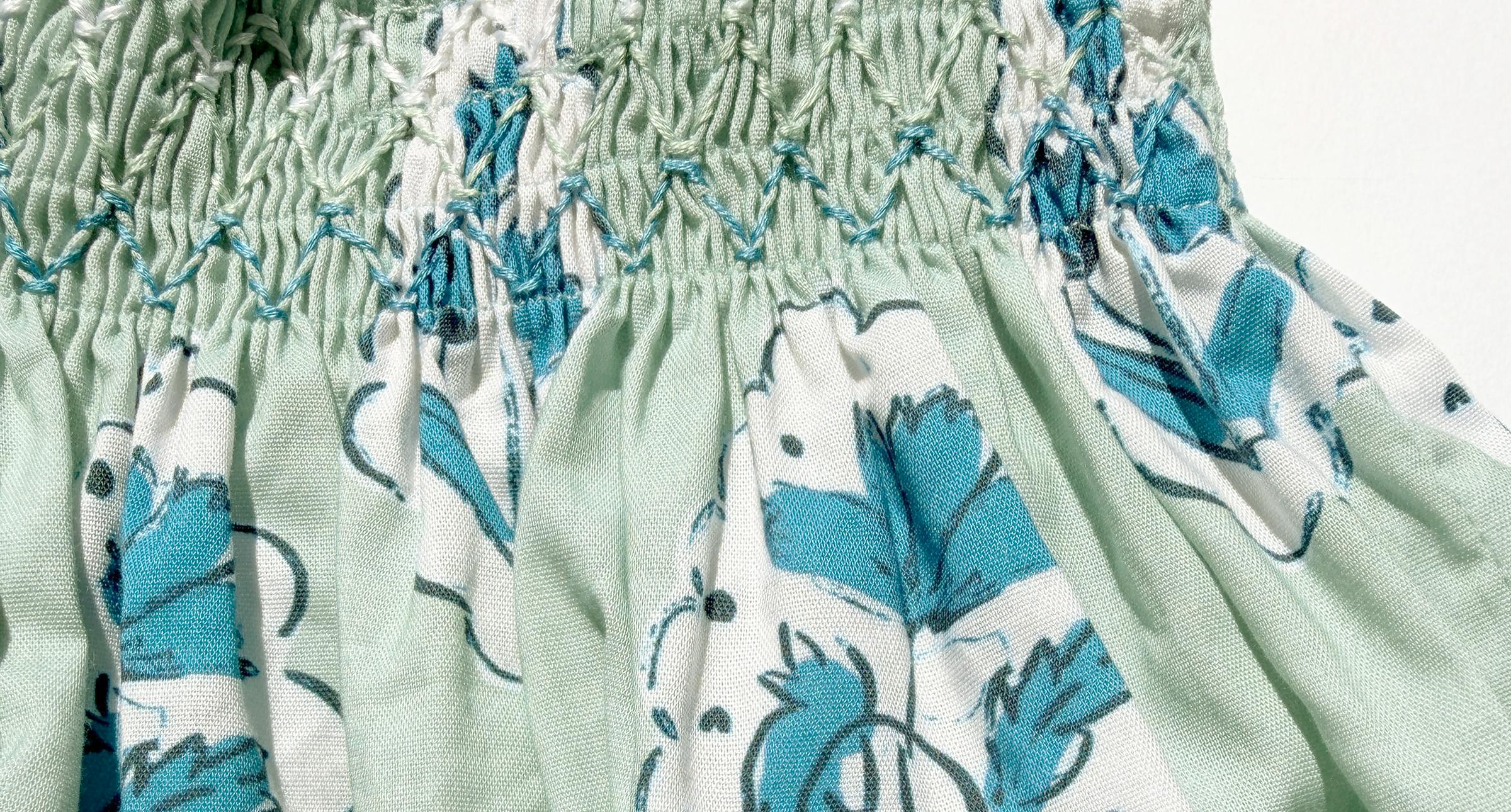 Teatime Dress | Smocked Tie Top | Medallion Flower Blue