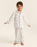 Kid's Twill Pajama Set in Teddy Goes To School