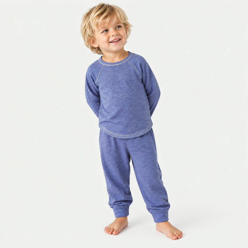 Garment Dyed Marble Slub Rib 3/4 Sleeve Raglan Tee + Jogger Set