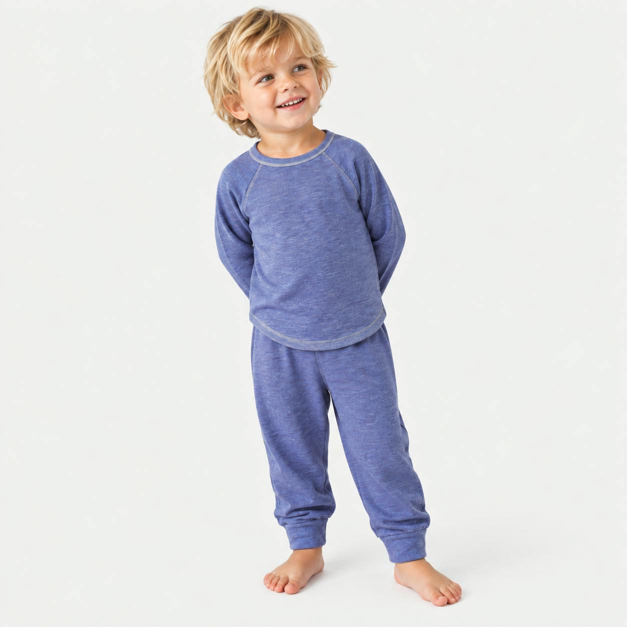 Garment Dyed Marble Slub Rib 3/4 Sleeve Raglan Tee + Jogger Set