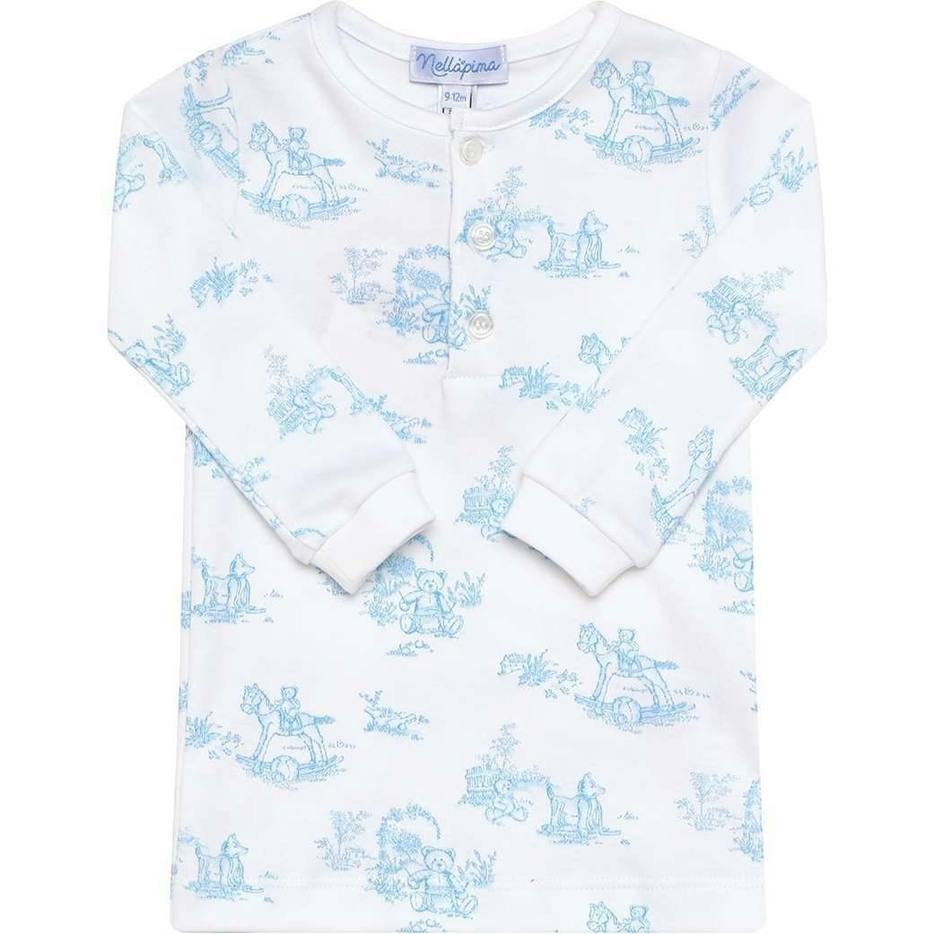 Blue Toile Baby Pajamas