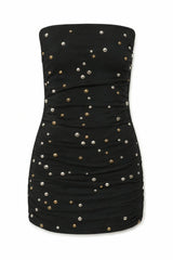 Noemi Black With Metal Grommets Double Mesh Dress