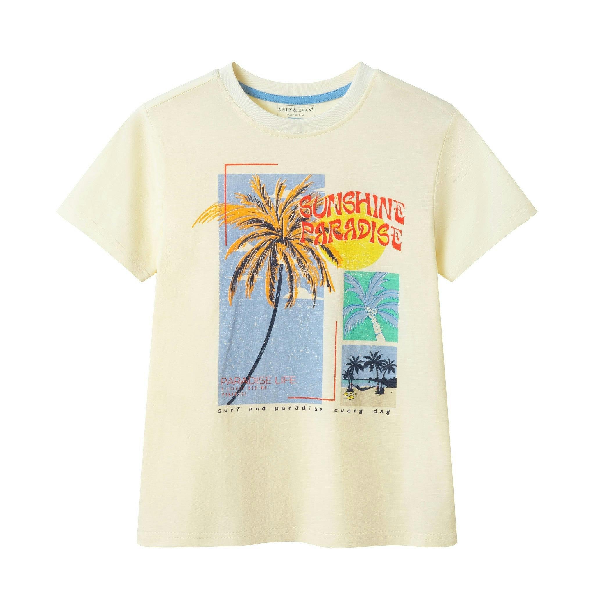 Big Kid Boys Graphic Tee | White Palm Tree