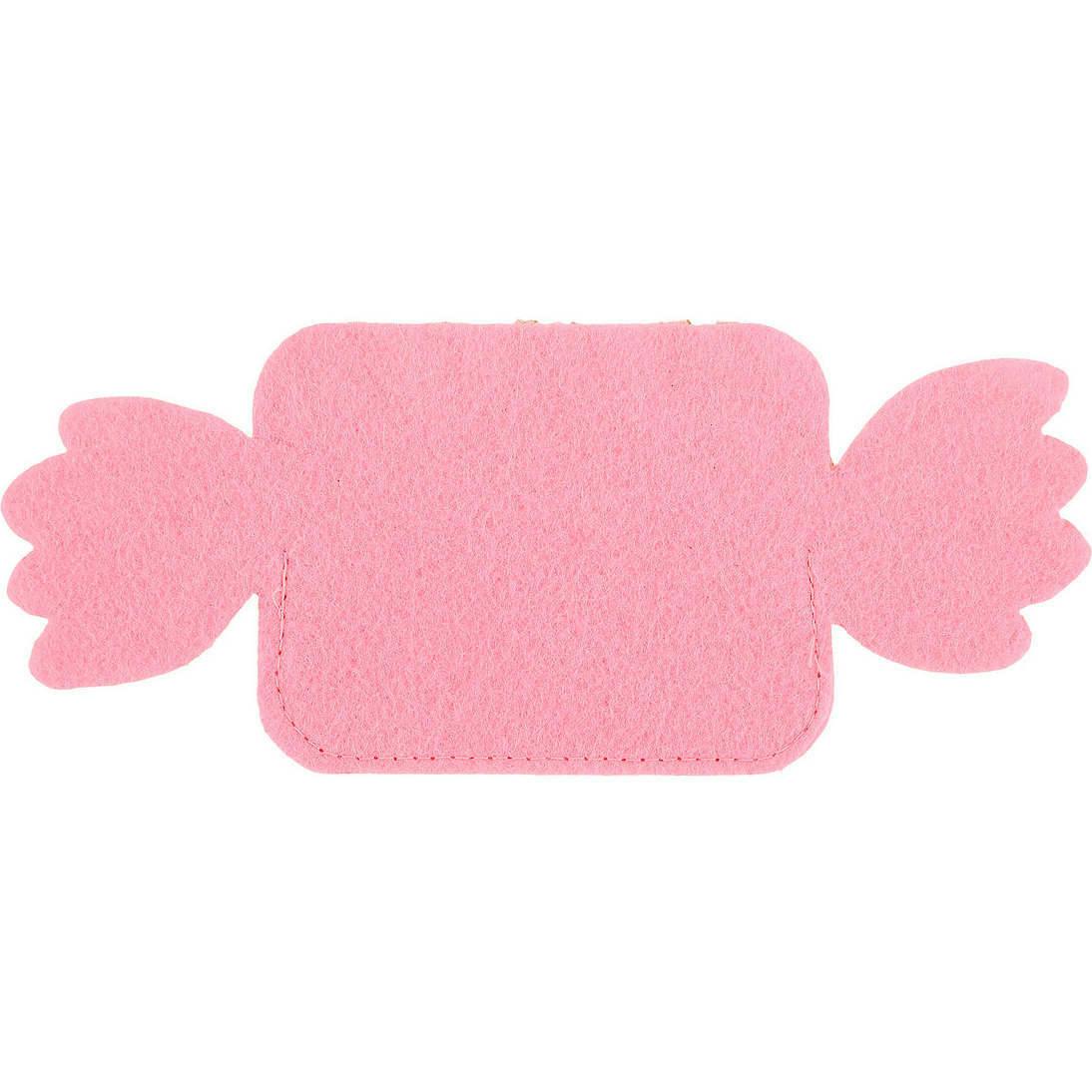 Packed Party Candy Pink Felt Gift Card Holder - Wrapped Candy-Shaped Holiday Gift Card Sleeve with Gold Glitter and Green Stripes for Christmas Gifting