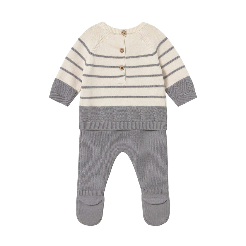 Grey Knitted Baby Sweater and Pants Set