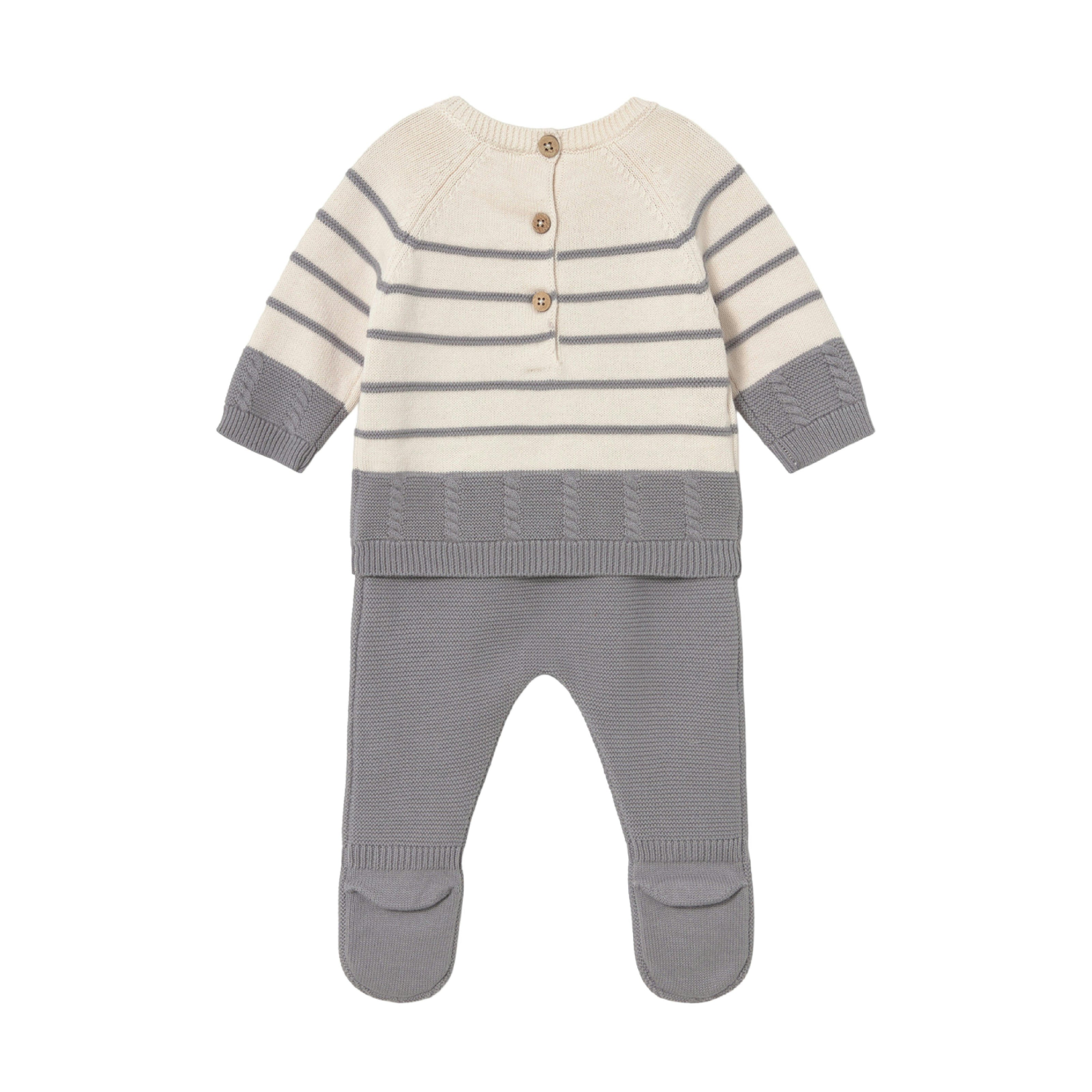 Grey Knitted Baby Sweater and Pants Set