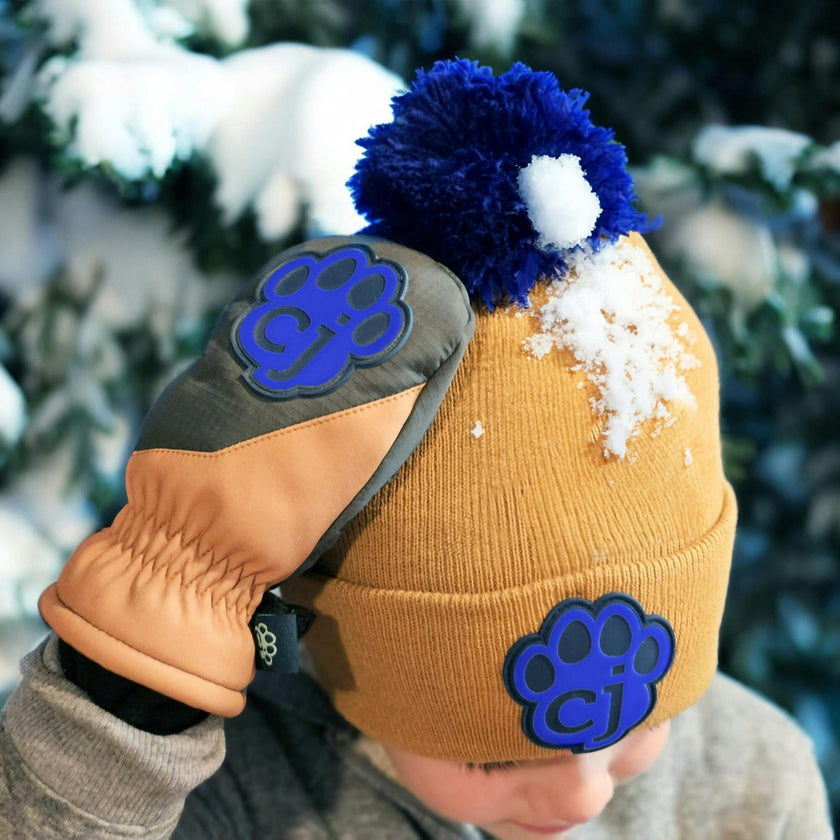 Magic Mittens: Waterproof Toddler Winter Mittens w/ Color Change Patch- Brown & Blue