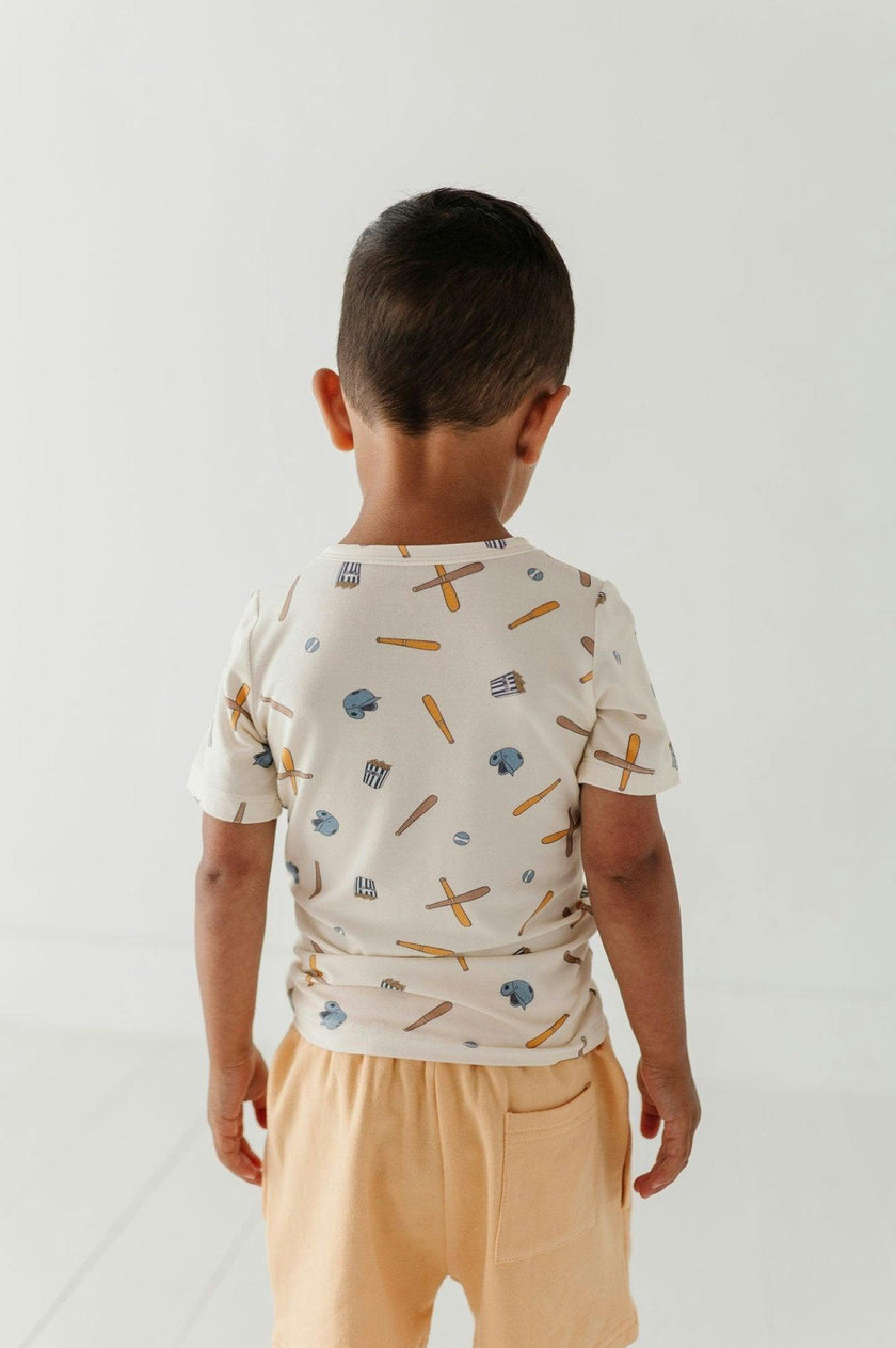 Boys Short Sleeve Henley Shirt in Construction