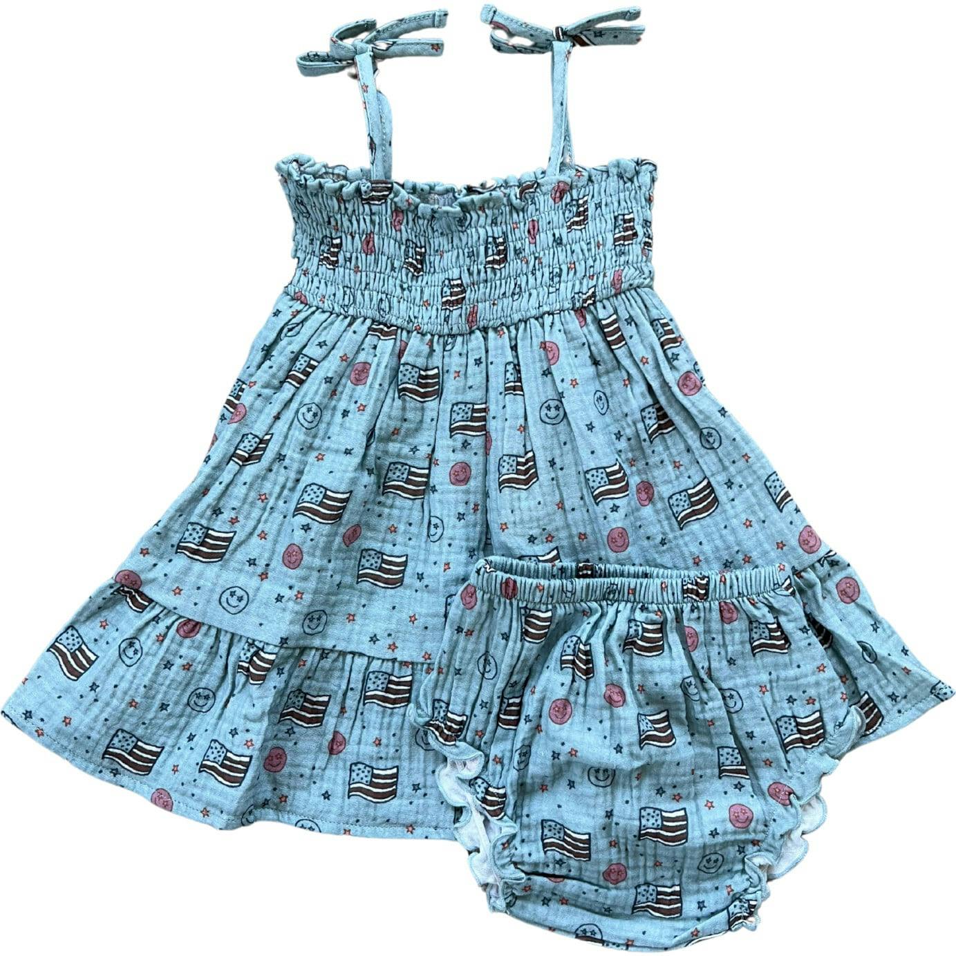 Tiered Mini Dress Set Retro America