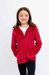 Minky Bubble Zip Hoodie - Burgundy