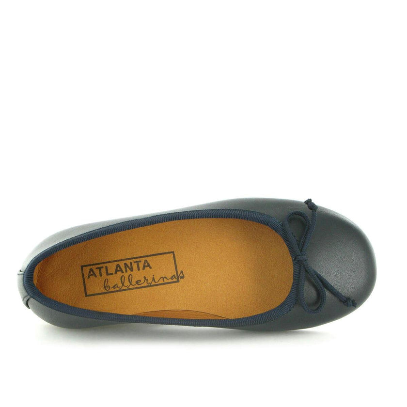 Smooth Leather Ballerinas, Navy