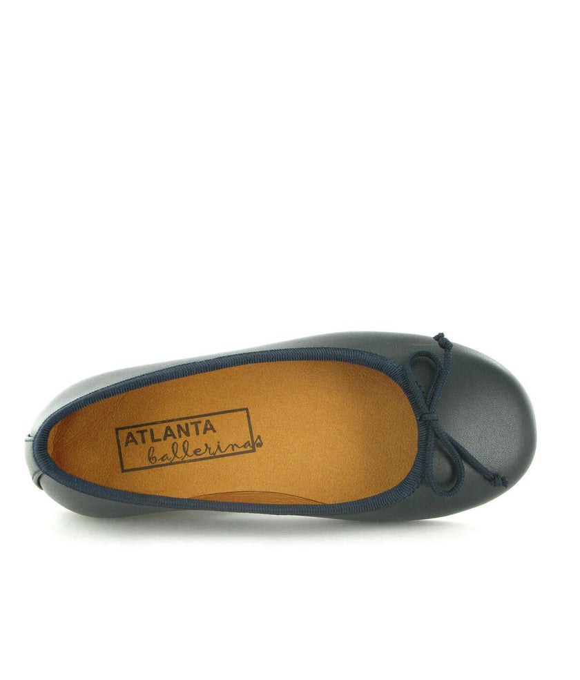 Smooth Leather Ballerinas, Navy