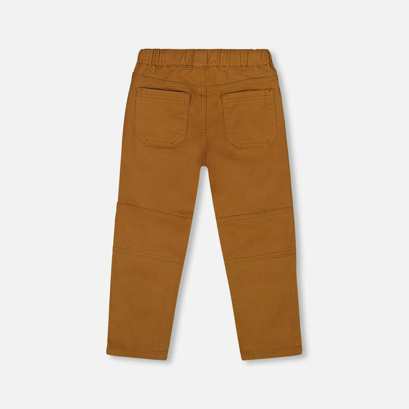 Twill Jogger Pants with Patch Pockets Brown