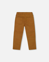 Twill Jogger Pants with Patch Pockets Brown