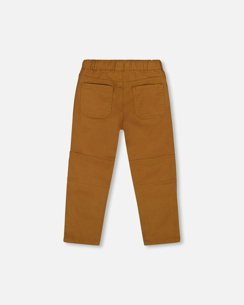 Twill Jogger Pants with Patch Pockets Brown