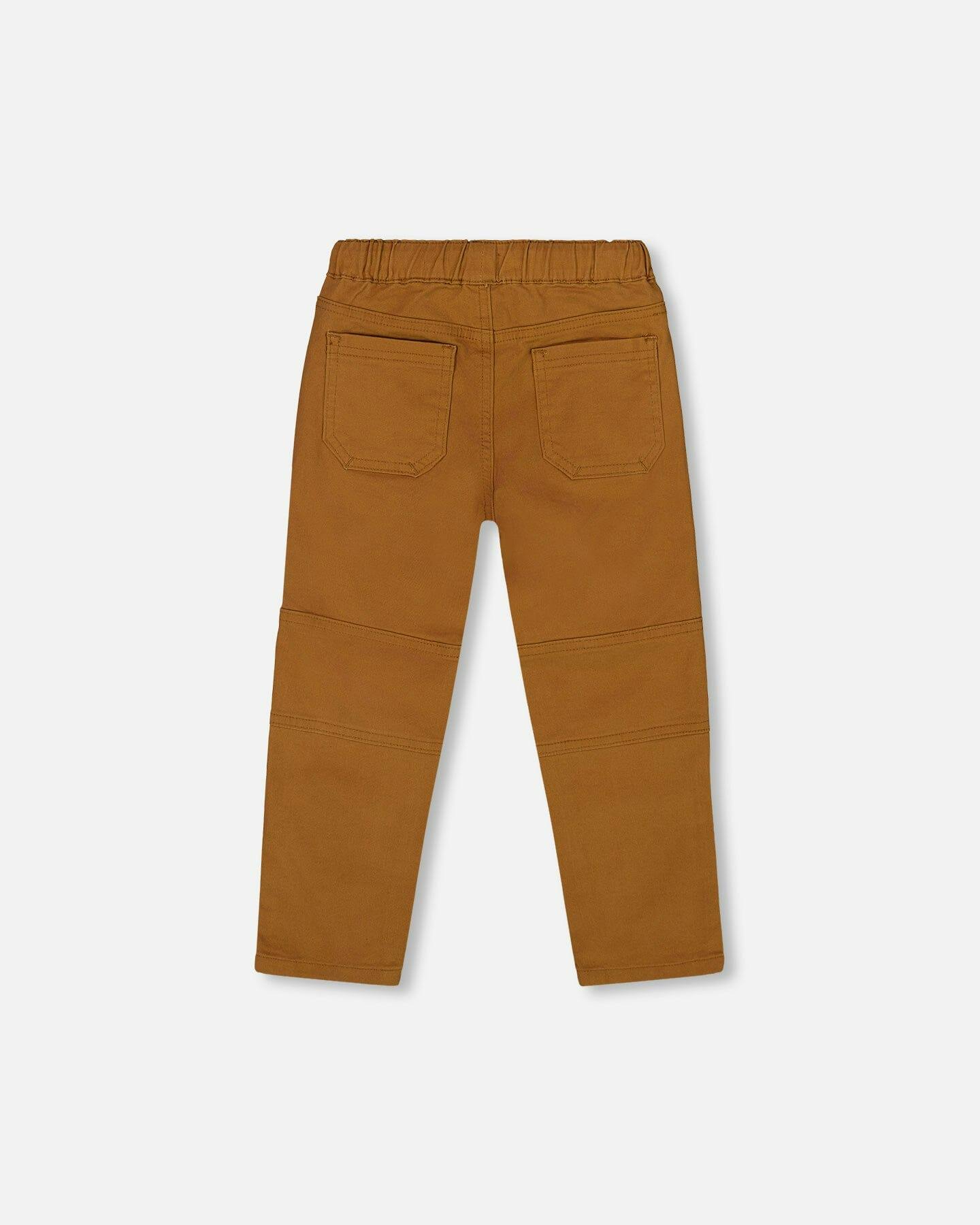 Twill Jogger Pants with Patch Pockets Brown