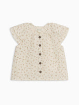 Nelly Muslin Ruffle Sleeve Top - Camellia Floral / Shell + Fern