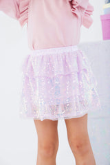 Iridescent Shimmer Sequin Skirt Pink