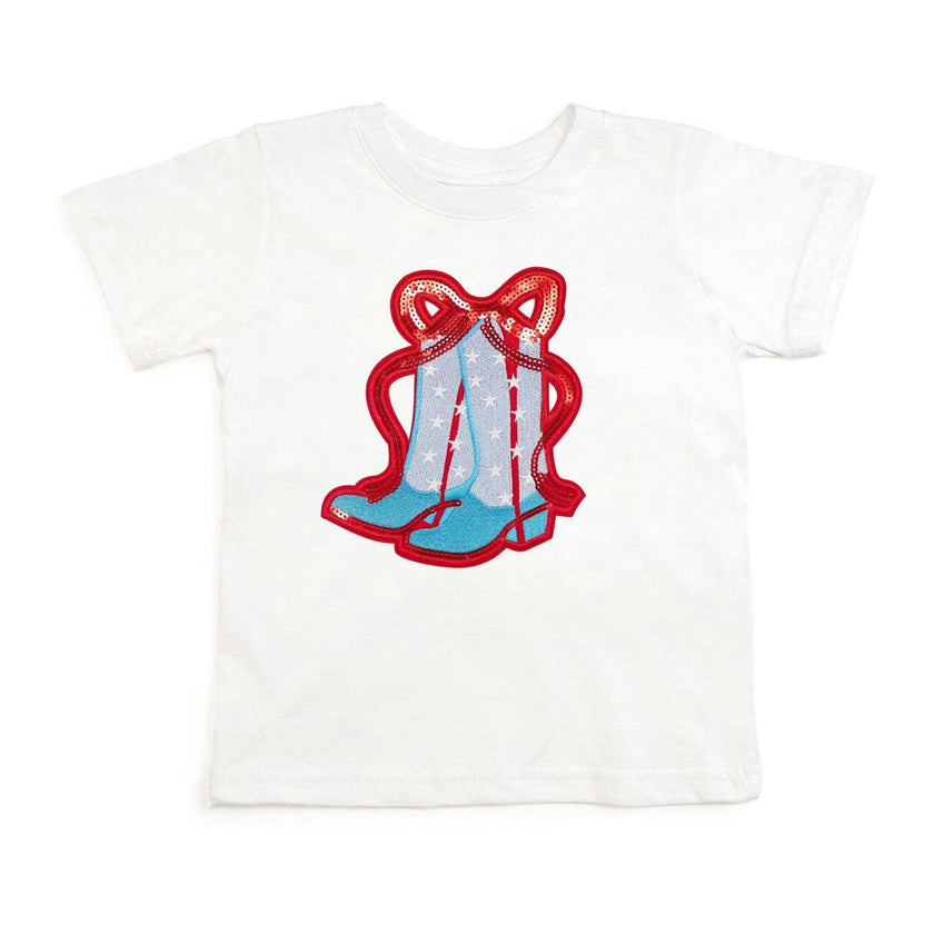 Patriotic Cowgirl Patch Short Sleeve T-Shirt - White